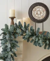 Seasonal Spruce 9' Pre-Lit Pe Mixed Pvc Garland, 258 Tips, 50 Warm Led with Battery Operated