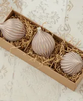 Seasonal Gesso Onion Glass Ornament 120 Millimeter, Set of 3