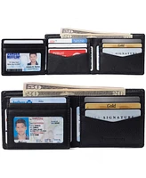 Alpine Swiss Men's Leather Rfid Bifold Wallet 2 Id Windows Divided Bill Section