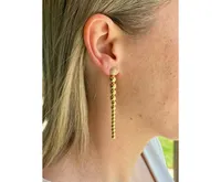 Rivka Friedman Graduated Polished Bead + Pave Dangle Earrings