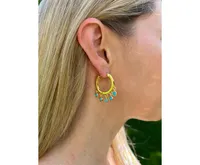 Rivka Friedman Turquoise Crystal Dangle Hoop Earrings