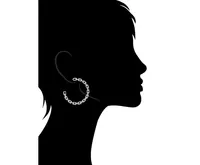 Rivka Friedman Rhodium Chain + Cubic Zirconia Hoop Earrings