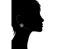 Rivka Friedman Pink + Green Crystal Floral Earrings