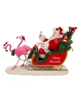 Kurt Adler 10" Fabriche Flamingos Pulling Santa Sleigh