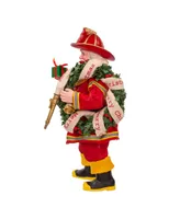 Kurt Adler 11" Fabriche Fireman Santa with Wreath and Hose