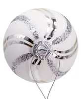 Kurt Adler 80mm Glass Glittered Swirl 6 Piece Ball Ornament Set