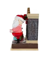 Kurt Adler 7" Battery-Operated Rudolph and Santa Fireplace Table Piece