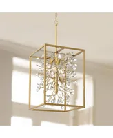Possini Euro Design Carrine Light Brass Gold Pendant Chandelier Lighting 15 1/4" Wide Modern Clear Crystal Accents 4