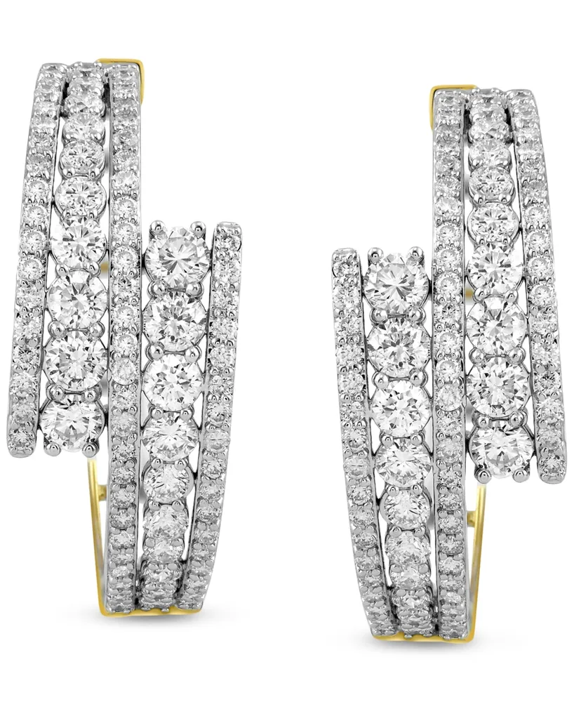 Diamond Double Row Small Hoop Earrings (3 ct. t.w.) in 10k Gold, 1"
