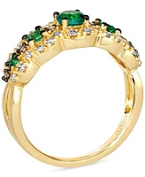 Le Vian Costa Smeralda Emeralds (3/8 ct. t.w.) & Diamond (1/3 ct. t.w.) Scalloped Ring in 14k Gold