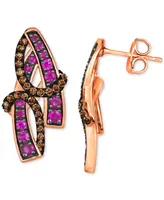 Le Vian Chocolatier Bubble Gum Pink Sapphire (5/8 ct. t.w.) & Chocolate Diamonds (3/8 ct. t.w.) Swirly Drop Earrings in 14k Rose Gold