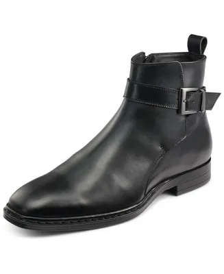 Karl Lagerfeld Paris Men's Leather Side-Zip Buckle Boots