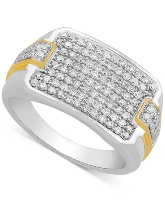 Men's Diamond Cluster Ring (1 ct. t.w.) in 10k Two-Tone Gold