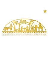 Glitzhome 23.5" L Wooden Metal Foil Nativity Countdown Calendar Decor