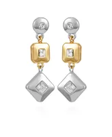 T Tahari Two-Tone Clear Glass Stone Drop Earrings - Two