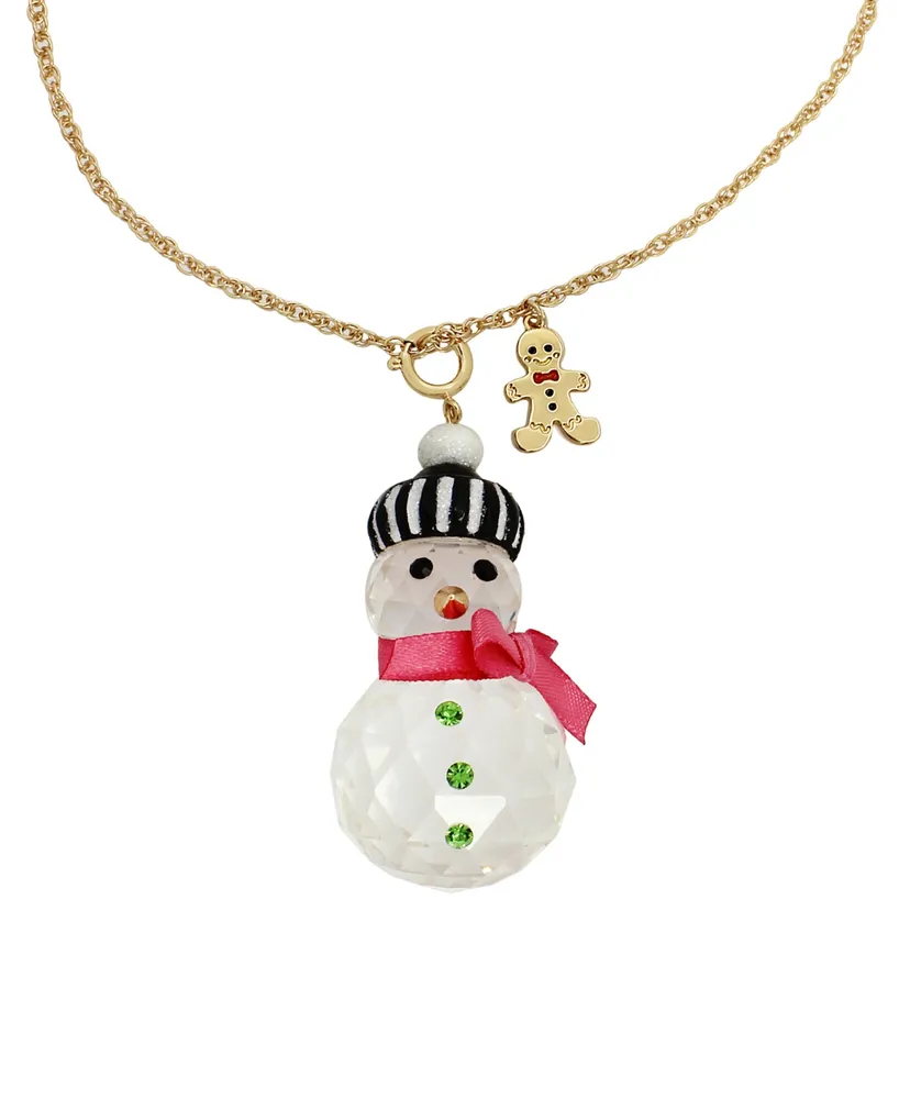 Betsey Johnson Faux Stone Snowman Convertible Ornament Necklace