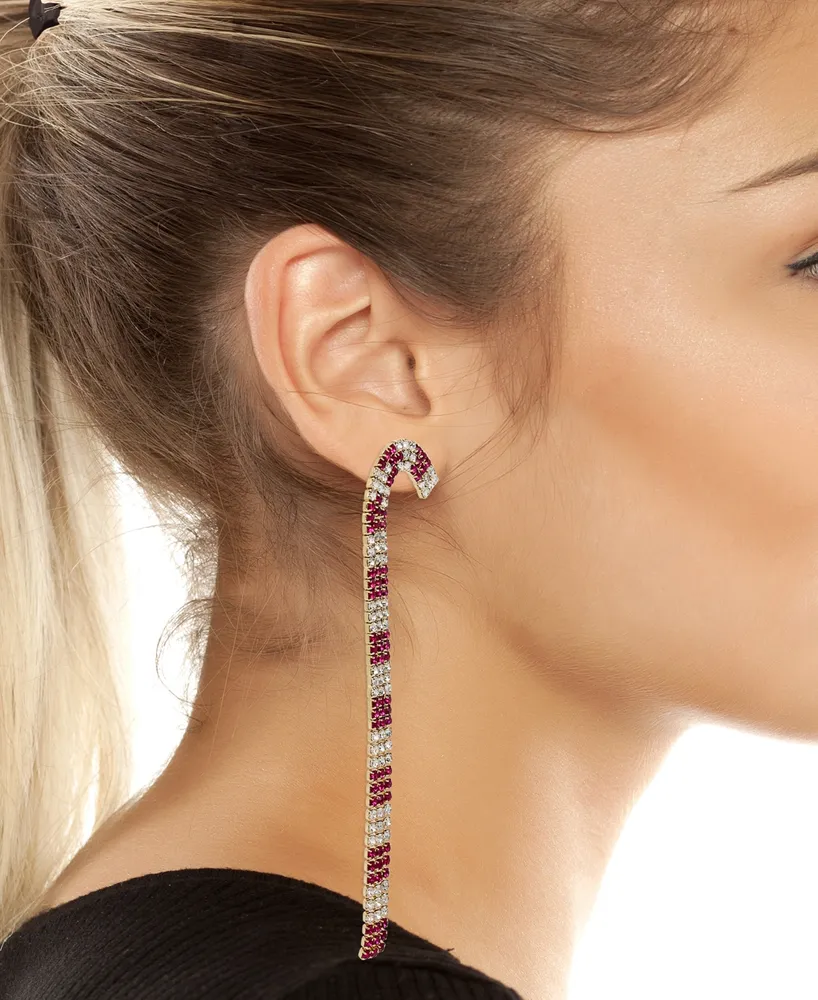 Betsey Johnson Faux Stone Candy Cane Linear Earrings