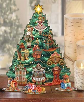 Designocracy Nutcracker Mascarade Themed Wooden Christmas Tree with Ornaments Set of 13 G. DeBrekht