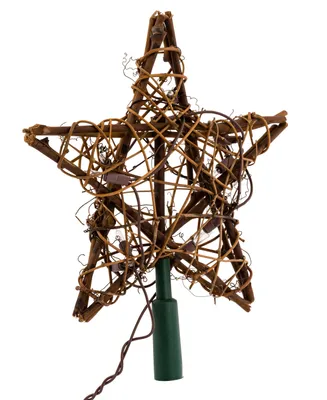 Kurt Adler 10-Light Rattan Natural Star Treetop