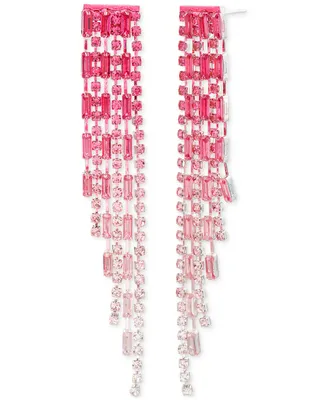 kensie Pink Ombre Rhinestone Chain Fringe Linear Earrings