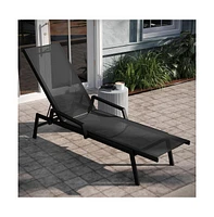 Emma+Oliver Braelin Textilene Adjustable 5 Position Patio Chaise Lounge With Armrests And Metal Frame