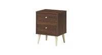 2-Drawer Nightstand Beside End Side Table with Rubber Legs