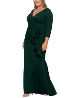 Xscape Plus Side-Ruffle Ruched Gown