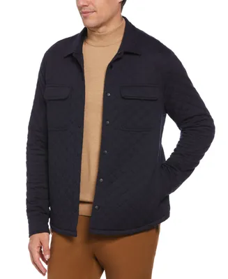 Perry Ellis Men's Diamond Quilted Long-Sleeve Snap-Front Sweatshirt