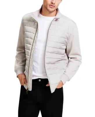 Alfani Men's Mixed-Media Quilted Full-Zip Bomber Jacket, Created for Macy's