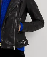 Lauren Ralph Women's Tumbled Leather Moto Jacket