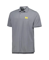 Men's Peter Millar Navy Michigan Wolverines Jubilee Striped Performance Jersey Polo Shirt