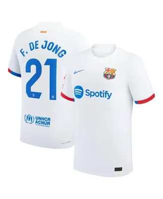 Men's Nike Frenkie de Jong White Barcelona 2023/24 Away Authentic Jersey