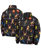 Men's Freeze Max Black Looney Tunes Raglan Full-Zip Puffer Jacket