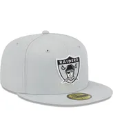 Men's New Era Gray Las Vegas Raiders Throwback Main 59FIFTY Fitted Hat