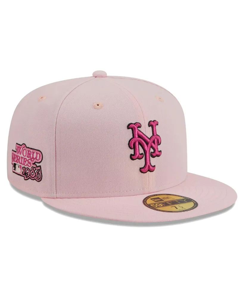 New Era Men's New Era Pink York Mets 1986 Mlb World Series 59FIFTY Fitted  Hat