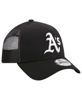 Men's New Era Black Oakland Athletics A-Frame 9FORTY Trucker Adjustable Hat