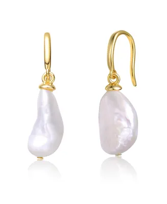 Genevive Elegant Sterling Silver & 14K Gold-Plated Baroque Pearl Dangle Earrings