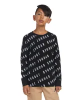 Jordan Big Boys Waffle All Over Print Long Sleeve Essentials T-shirt