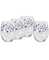 Fiesta Breezy Floral Stemless Wine Glasses, Set of 4