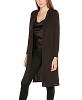 Belldini Black Label Women's Textured Metallic Print Cardigan Top