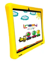 Linsay New 10.1" Funny Kids Tablet Octa Core 128GB Bundle with Yellow Kids Defender Case and Smart Chicken Toy Newest Android 13