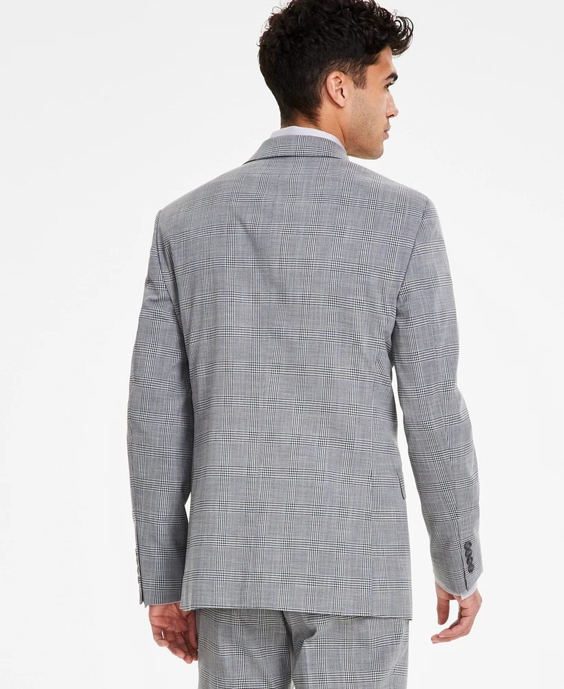 Dkny Men's Modern-Fit Black & White Plaid Suit Separate Jacket