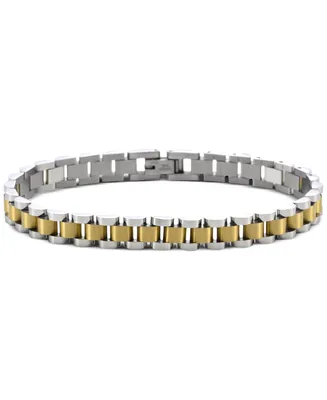 Men's Two-Tone Watch Link Chain Bracelet in Stainless Steel & Gold-Tone Ion-Plate - Two
