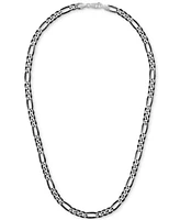 Esquire Men's Jewelry Figaro Link 22" Chain Necklace in Black Ruthenium-Plated Sterling Silver, Created for Macy's