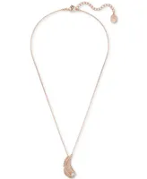 Swarovski Rose Gold-Tone Nice Crystal Feather Pendant Necklace, 15" + 2" extender