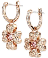 Swarovski Rose Gold-Tone Idyllia Crystal Clover Drop Earrings