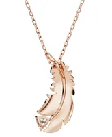 Swarovski Rose Gold-Tone Nice Crystal Feather Pendant Necklace, 15" + 2" extender