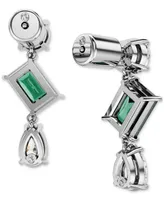 Swarovski Silver-Tone Mesmera Green Stone Drop Earrings