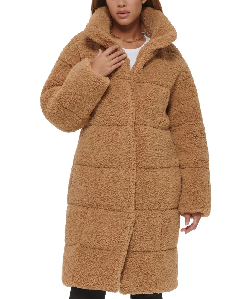 Levi's Women's Long Sherpa Snap-Closure Teddy Coat