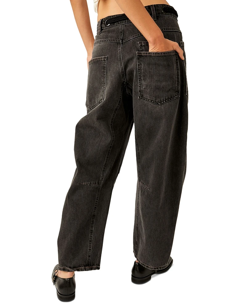 Free People Women's Moxie Low-Slung Pull-On Boyfriend Jeans